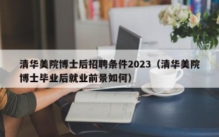 清华美院博士后招聘条件2023（清华美院博士毕业后就业前景如何）