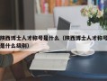 陕西博士人才称号是什么（陕西博士人才称号是什么级别）